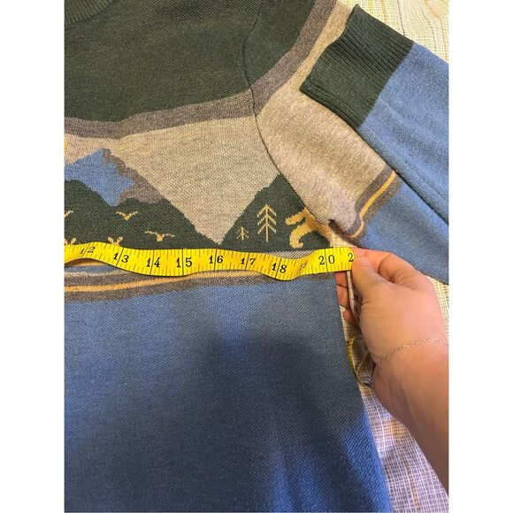 KAVU Highline Men’s Big Foot Sasquatch Long Sleeve Pullover Crew Neck Sweater S - Picture 7 of 9